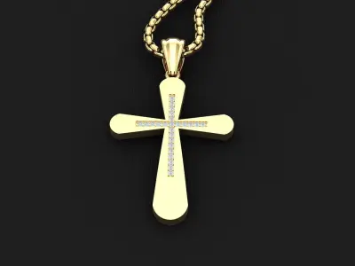 High Cross Pendant Light Gold 18K 3CP035 3D print model