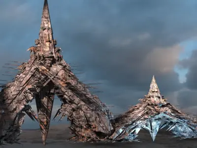 Amon Ra Sci fi Pyramid Dark Tower 2 versions  3D model