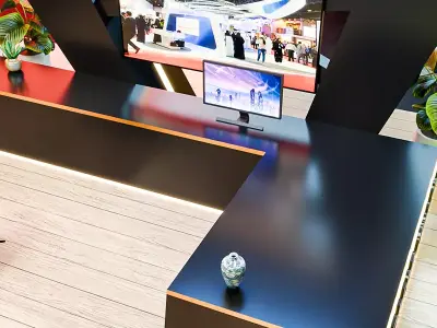 Futuristic Display Booth with Lighting Setup Blender 3D Model 3D model