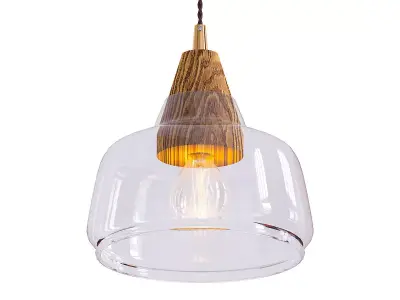 BENITO bento pendant light with wood and glass 3D model
