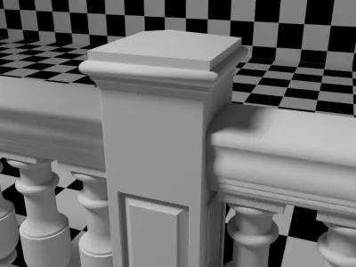 Exterior Railing - White Vinyl - Style 14 3D model