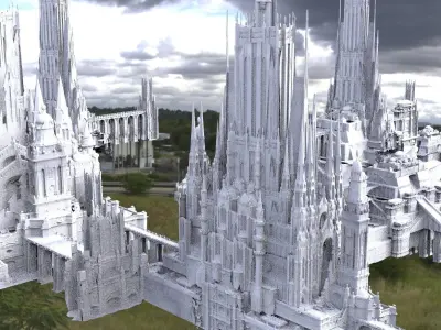 Asgardian City of the Gods Kitbash 3D model