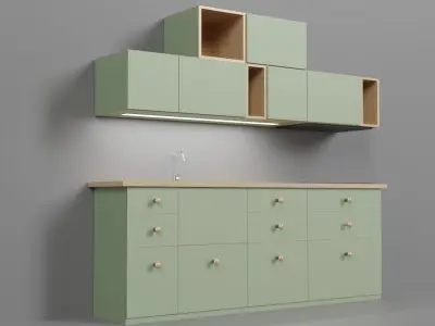 Minimalistic Kitchen furniture Low-poly 3D model