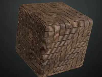 Antique Dark Wood Basket Weave Panel PBR Seamless Texture