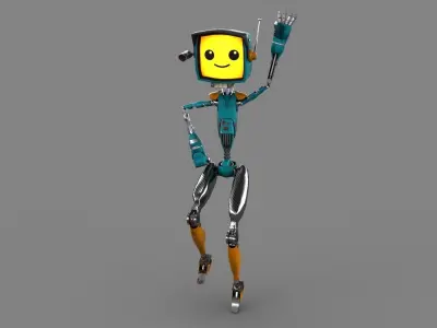 Cartoon Telebot Low-poly 3D model