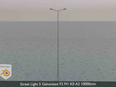 Street Light 5 Galvanized F2 M1 K0 A2 10000mm Low-poly 3D model