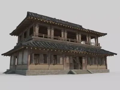 Asian Ancient Architecture Restaurant 3D model