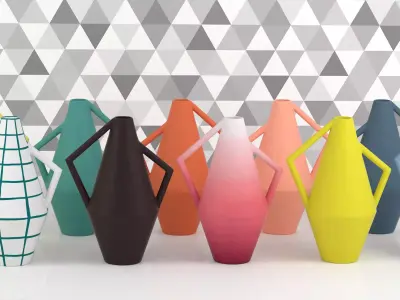 V three vases and vase 3D model