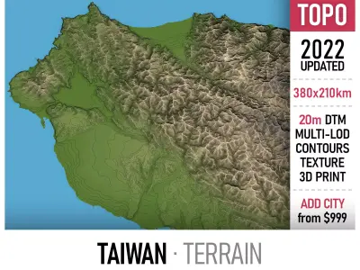 Taiwan Low-poly 3D model