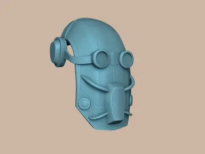 Steampunk Iron Mask - SciFi Character Design Low-poly 3D model