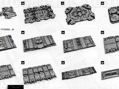 Sci-Fi walls Pack Vol4 3D model