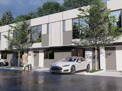 Modern 2 Storey House 5x10 5m Skp with DWG and Lumion Files 3D model