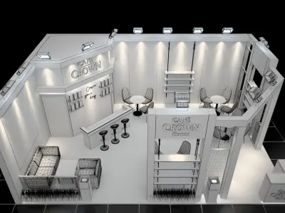 Model Description Exhibition Stand Cafe Crown Full Set 3D model