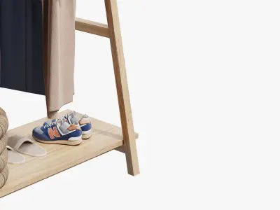 Uyen Ladder Rack with Coat 3D model