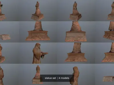 statue set of person 3D Model Pack