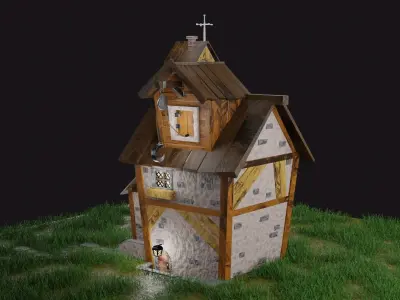 Village house Low-poly 3D model
