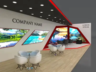 Booth Exhibition Stand Stall 16x4m Height 350 cm 1 Side Open 3D model