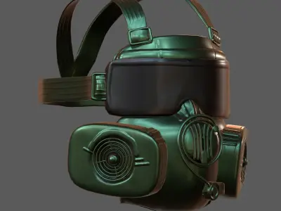 Gas mask helmet 3d model scifi Low-poly  Low-poly 3D model 370