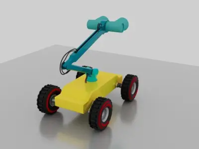 Robot toy on wheels Low-poly 3D model