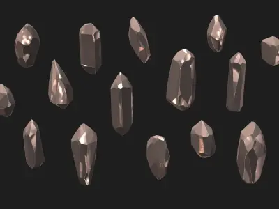 Lowpoly Crystals with 3 PBR materials Low-poly 3D model