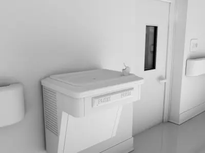 Hospital Hallway 1 White 3D model