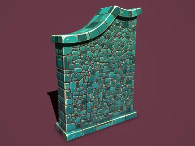 Fantasy wall 1 simple version Low-poly 3D model