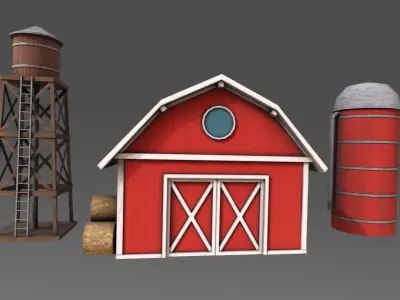 Low Poly Stylized Farm Set Low-poly 3D model