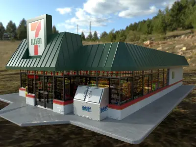 7-11 Convenience Store Exterior Model Low-poly 3D model