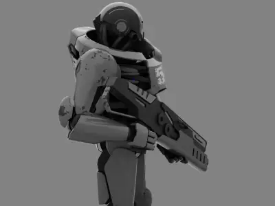 Android Soldier rigged character 3D model