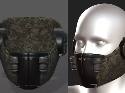 Gas mask respirator scifi futuristic 3d  Low-poly 3D model 18