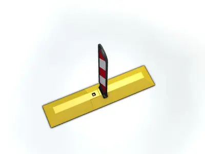 Yellow guide barrier 9 pointing right 628-10 Low-poly 3D model