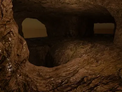 cave with tunnel Low-poly 3D model