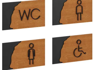 Restroom Directional Door Signs 3 3D model