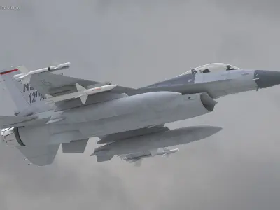  Fighter F-16 with Missile Launcher LAU-129 