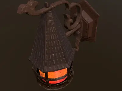 Low-poly street wall lamp Low-poly 3D model