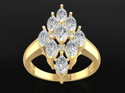 Marquise Cut Diamond Cluster Ring 3D Model 17 3D print model