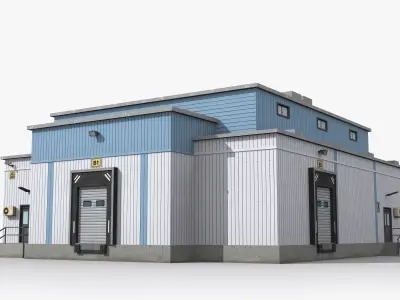 Factory x6 Low-poly 3D model
