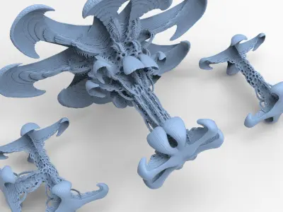 Alien Spine vertebrae stone collection  3D model
