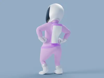 Rigged Cartoon Space Girl - Space Woman Character 3D model