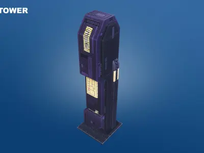 Low Poly Sci-Fi Building 3 - Evil - Pixel City 3D Asset Pack Low-poly 3D model