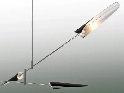 Sarus modern light fixture with four metal rods hanging from it 3D model
