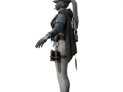 Female Warrior Low-poly 3D model get