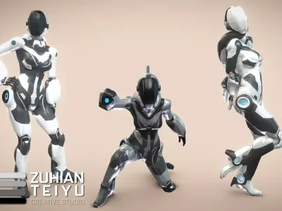 Astro Girl Low-poly 3D model