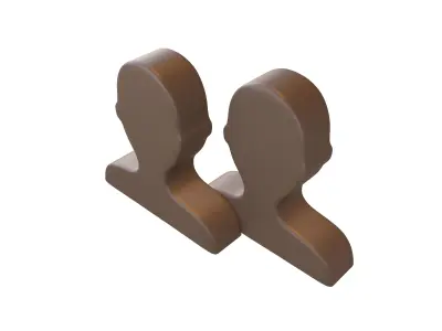 Two People Bust in Silhouette v1 007 Low-poly 3D model