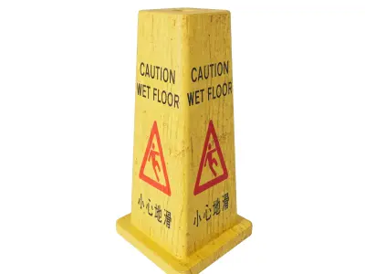 Hong Kong Caution Wet Floor Sign 3D model