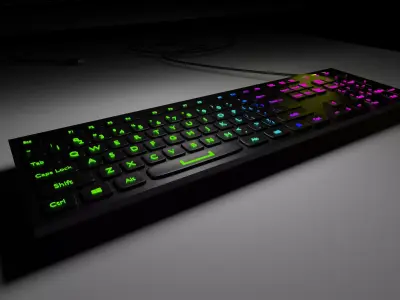 keyboard computer with neon lights Free low-poly 3D model