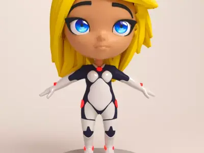 Sci-fi girl character rigged 3D model