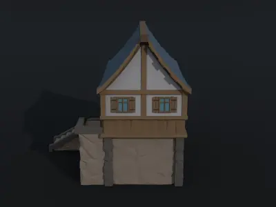 Cartoon medieval house 2 Polygonal Style Low-poly 3D model