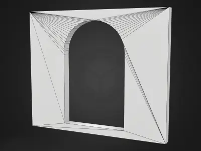 Arched Window Cutout Wall Low-poly 3D model