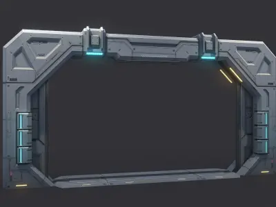 Sci-Fi Door Kit Vol 01-Type C-PBR Low-poly 3D model